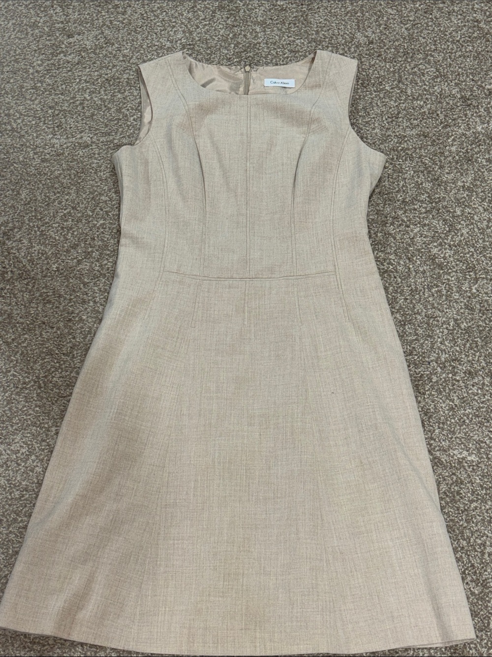 Calvin Klein Neutral Beige Tailored Sleeveless Dress